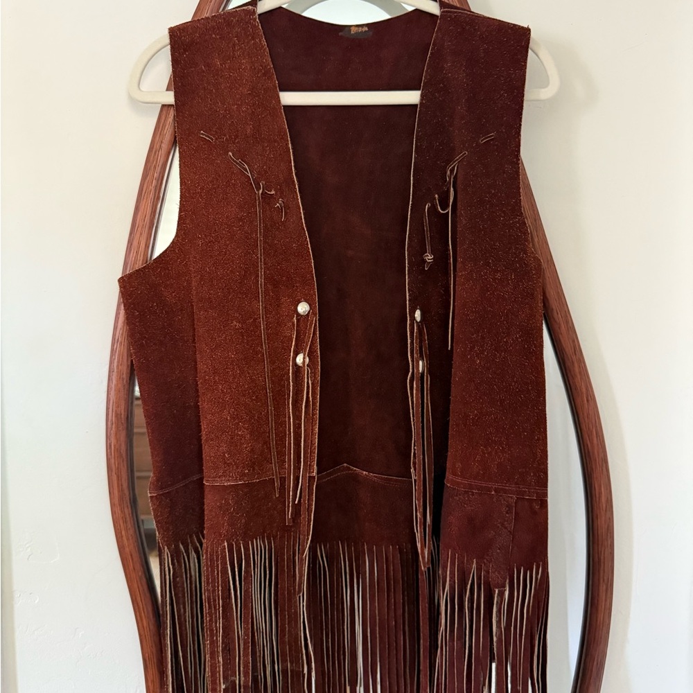 Vintage Brown Suede Fringe Vest